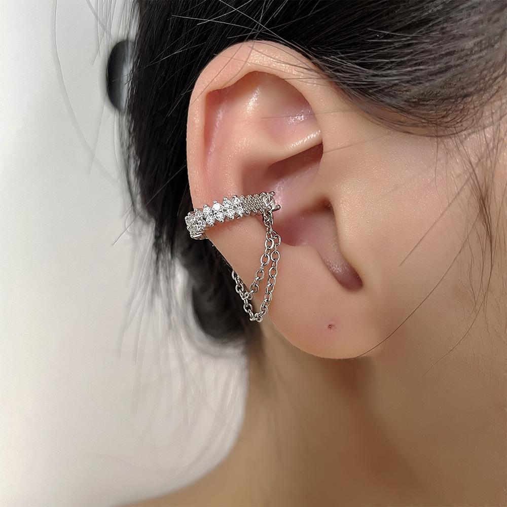 Starry Sky Pearl Tassel Ear Hook with Zircon – No Piercing Needed