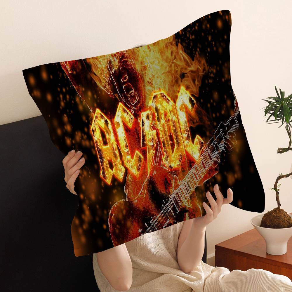 A-AC-DC Band Cushion Cover Car Throw Pillow Case For Sofa Car Christmas Gift 40x40cm 45x45cm