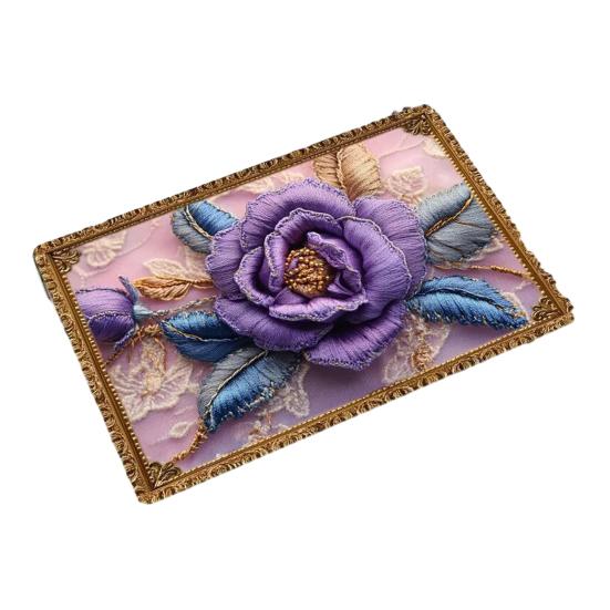 Fußmatte Rutschfeste Gummiunterseite Saugfähig Schnelltrocknend Badteppich Retro-Stil 3D-Blumenmuster
