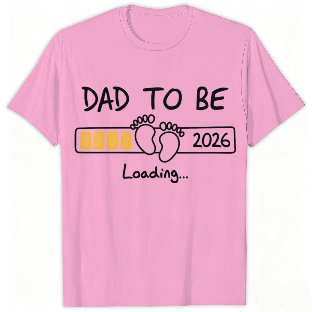 2026 Bald Papa Lade T-Shirt Niedliche Babyfüße Fortschrittsbalken Druck Neuer Vater Ankündigung Unisex Sommer Locker Baumwolle Kurzarm T-Shirt