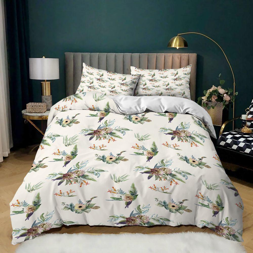 Pastoral Three-Piece Plant Printing Four-Season Kit Quilt Cover