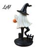 Hand Painted Resin Ghost Decor Halloween Figurine Vintage Cute Holding Creative Gift Souvenir Pumpkin Lantern Statue for Indoor Home Table Figurine