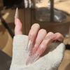 Pure Hand-wearing Armor High-end Cat Eye French Diamond Aurora Love Bow Nail Art Nails