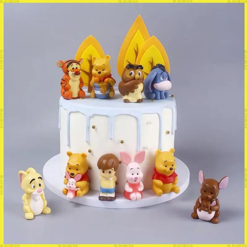 דמויות פו הדב מ-PVC סט 10 יחידות קישוט לעוגה קישוט למסיבה מתנת יום הולדת טיגר איורי חזרזיר קנגה רו ינשוף