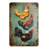 1pc Vintage Rooster Metal Tin Sign, Rustic Farmhouse Wall Art Decor, Indoor Outdoor Hanging Iron Plate for Home, Bedroom, Office