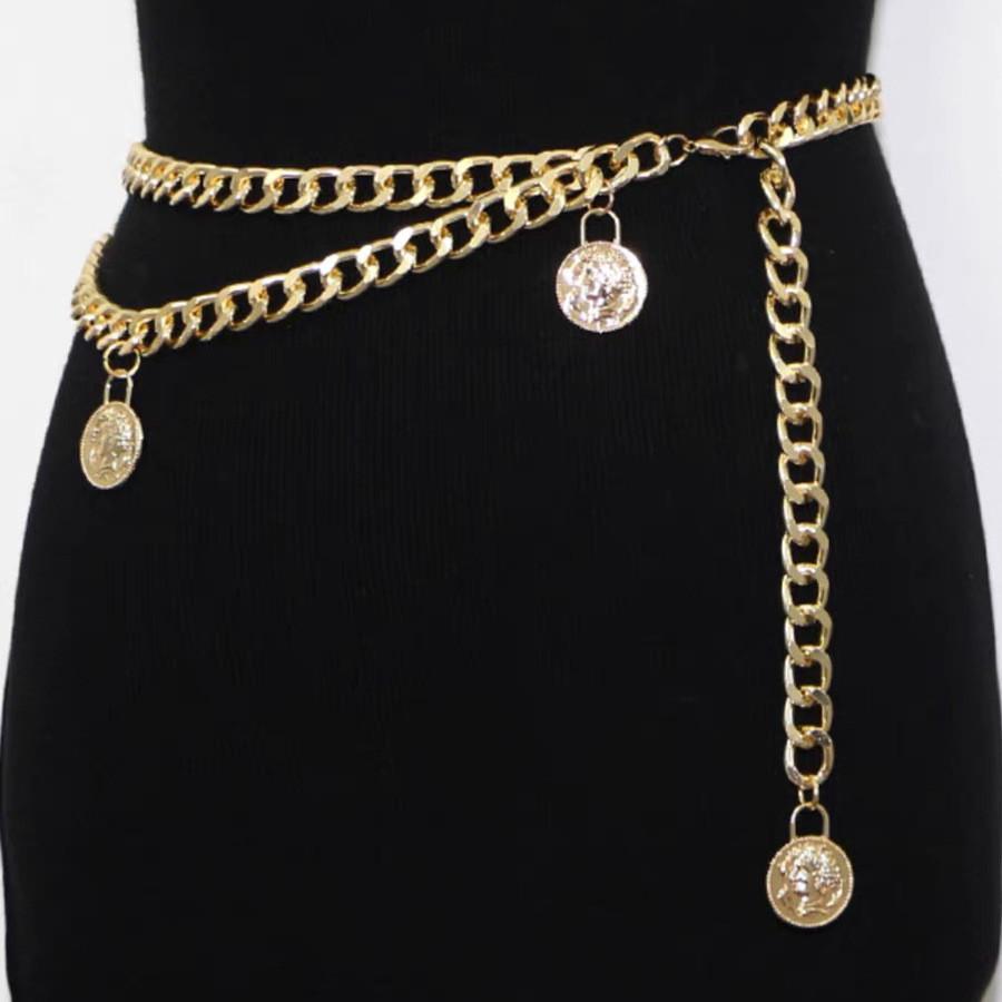 Metal Chain Multilayer Waist Belt With Gold Coins For Womens Dress And Sweater Accessories