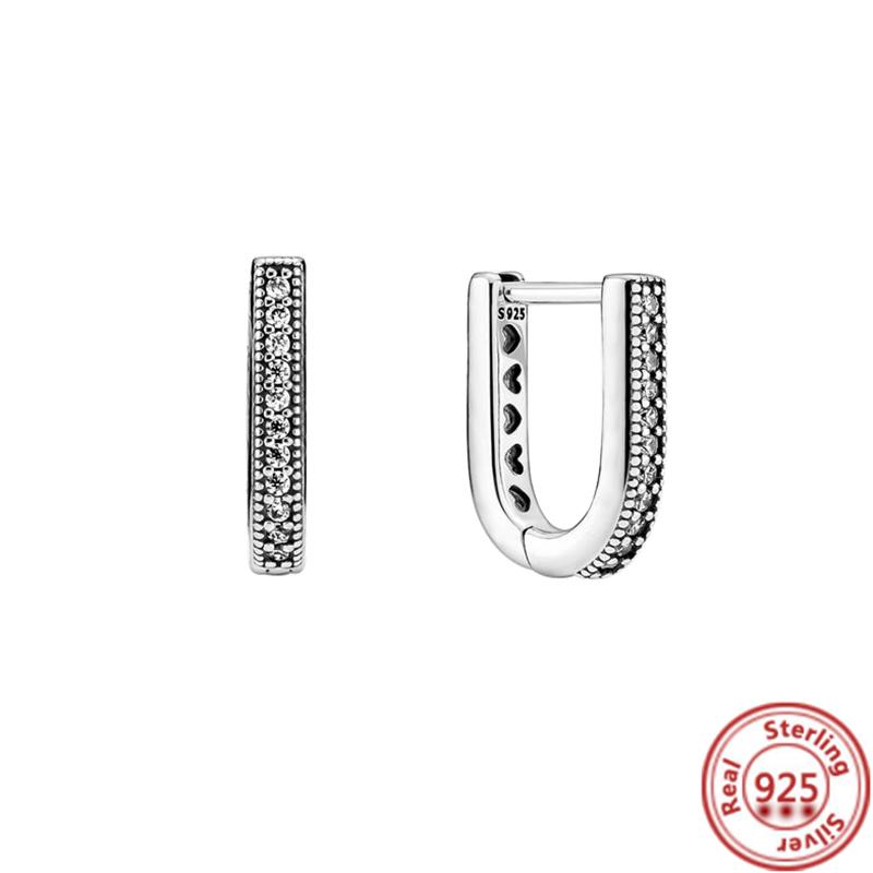 925 Sterling Silber Charm Doppel Creolen Ewige Herz Ohrringe Damen Mode Anhänger Funkelnde Pavé Ohrstecker Geschenke