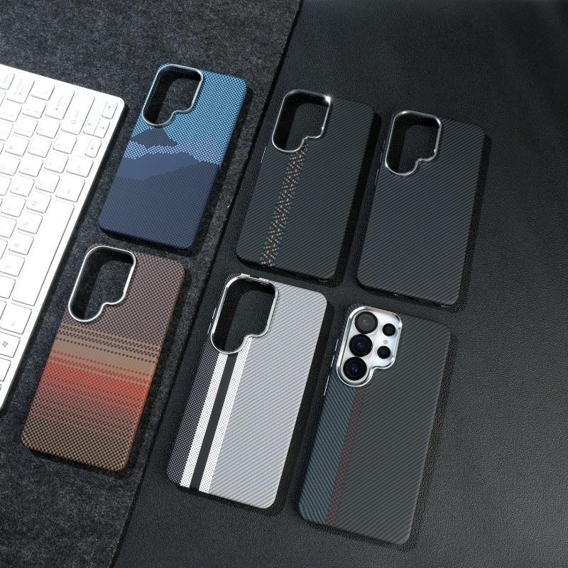 High Quality Carbon Fiber Texture Micro Matte Hard Magnetic Phone Case for Samsung S26 Ultra S25 Ultra S24 Ultra Shockproof Protective Cover