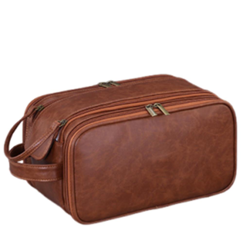 Large Capacity Travel Toiletry Bag PU Three-opening Cosmetic Organizer Multi Compartment Waterproof Toiletry Pouch Business Trip