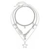 Vintage Silver Color Star OT Buckle Pendant Choker Necklace for Women Goth CCB Beads Chain Aesthetic Jewelry Gift New