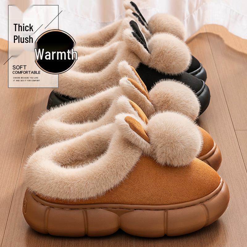 Women's Warm Fleece-Lined Non-Slip Postpartum Slippers for Autumn/Winter 2025