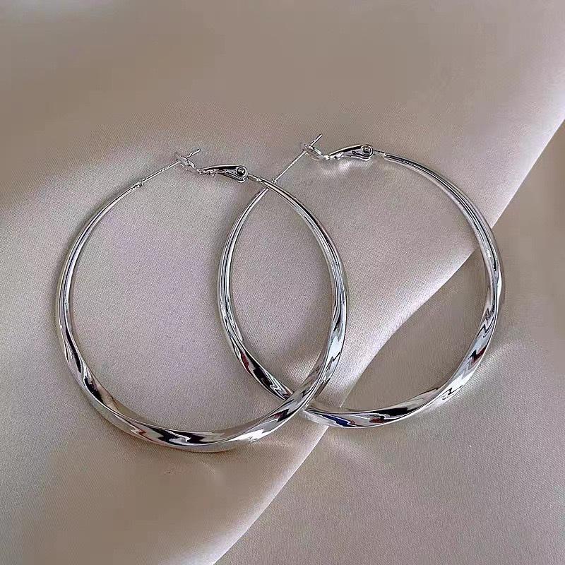 1 Pair Minimal Design Metal Exaggerated Geometric Ear Stud Earrings For Women