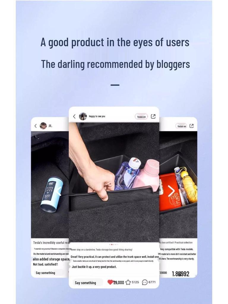 Tesla Model Y/3 Trunk Side Pocket Storage Box - Interior Modification Accessory
