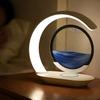 Table Lamp USB Wireless Charging Desk Lamp 3D Hourglass Ornaments Sand Painting Night Light for Office Room Decoration