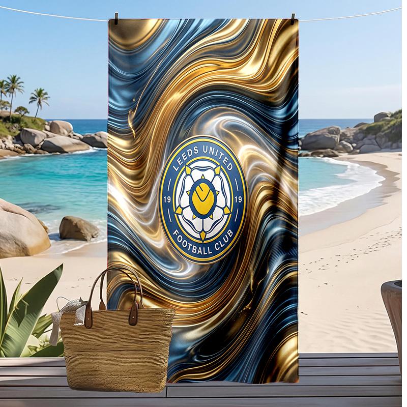 Leeds United Football Print Beach Towel, Large Soft Quick Dry Towel for Beach Camping Swimming