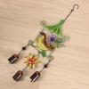 Paitned Bird Butterfly Metal Glass Wind Chimes Garden Wind Catcher for Outside Hanging Pendant Ornament Home Window Decor