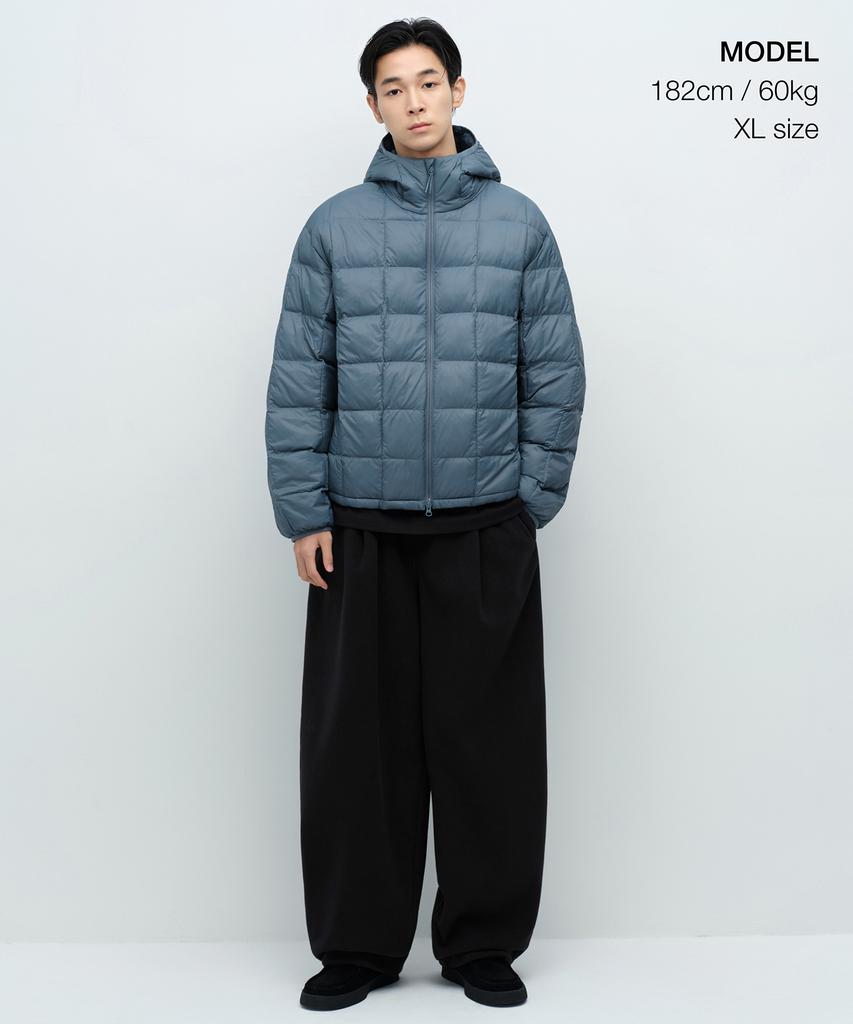 Musinsa Standard Square Quilted Hooded Light Padded Jacket [Blue Grey]
