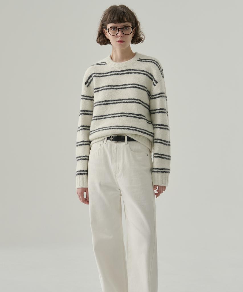 Deuloupisumeon Mellow Stripe Pullover Knit [Black]