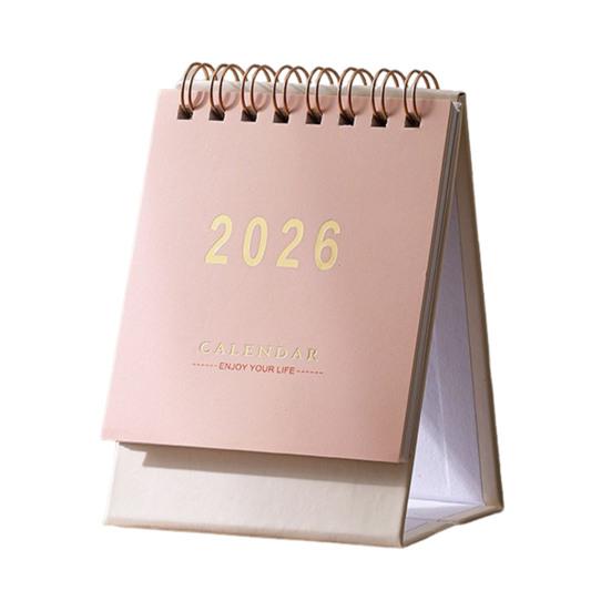 2026 Desktop Calendar Minimalist Calendar with 18-Month Planner Metal Coil & Memo Pad English Handmade Desktop Decoration for Office Home School Use