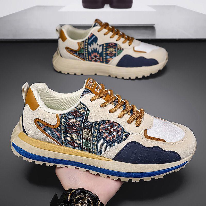 Frühling neue personalisierte vielseitige klassische Herrenschuhe Schuhe Stickerei Druck ethnischer Stil Forrest Gump bequeme Board-Schuhe Herren