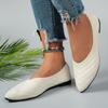 Women's Pointed Toe Knit Flats Breathable Washable Slip-on Ballet Shoes for Casual Office Wear