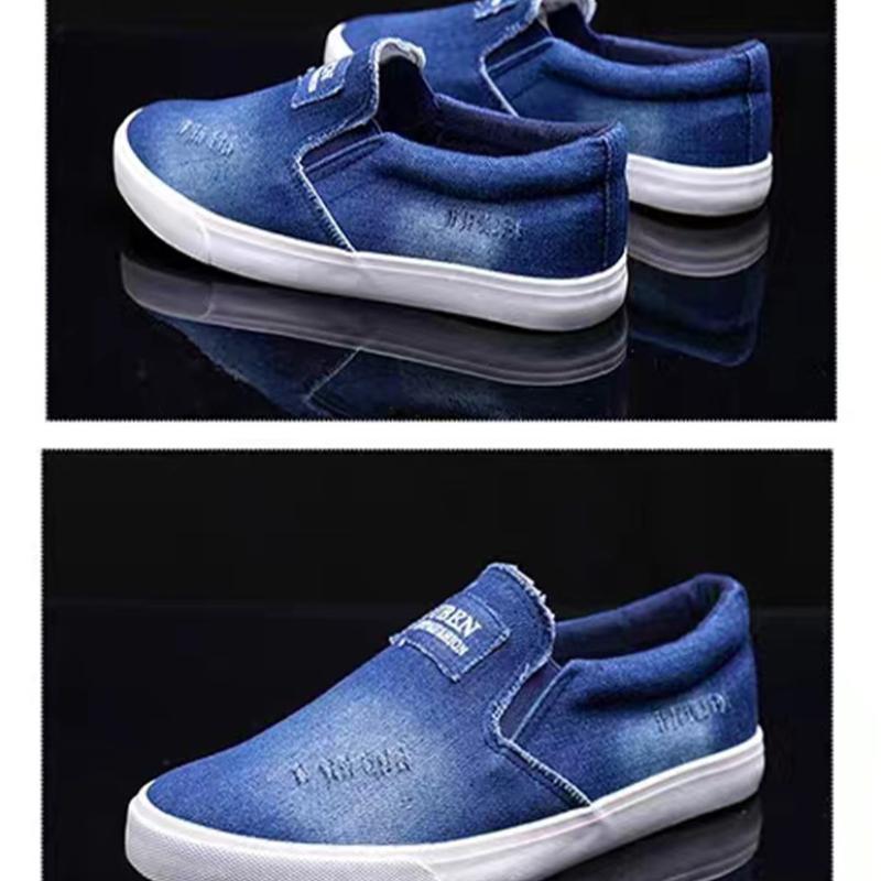Pánske plátené džínsové topánky Slip-on tenisky Pánske ploché topánky Priedušné mokasíny Pánske letné tenisky Svetlé čierne topánky Obuv