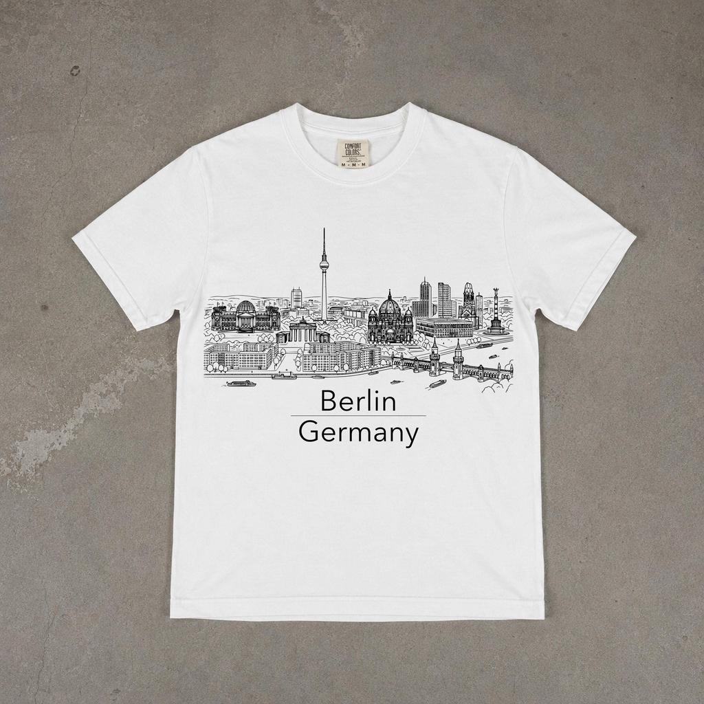 Berlin Germany Skyline Shirt, Cityscape Travel Tee, European Souvenir Gift, Architecture Lover Apparel, Comfort Colors, Unisex