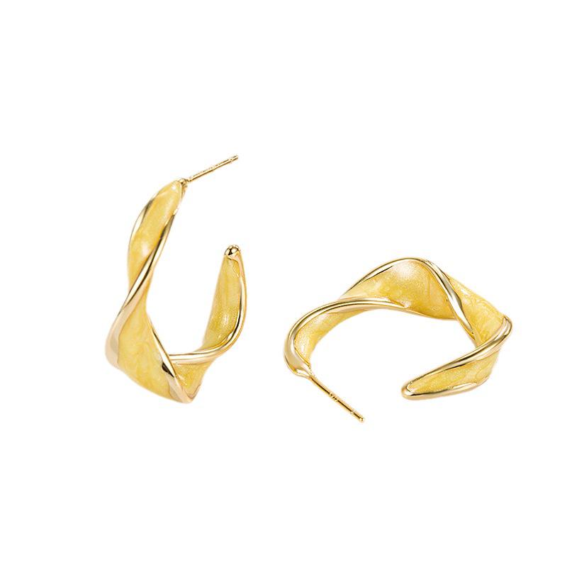 "French Designer Geometric Irregular Semi-Circle Drip Glaze Earrings"