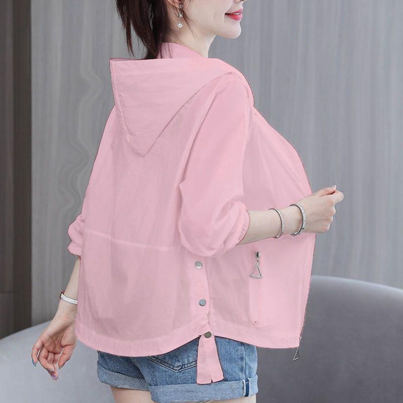Women's Short Plus Size Office Cardigan Outdoor Sports Thin Jacket Hooded Casual Jacket
