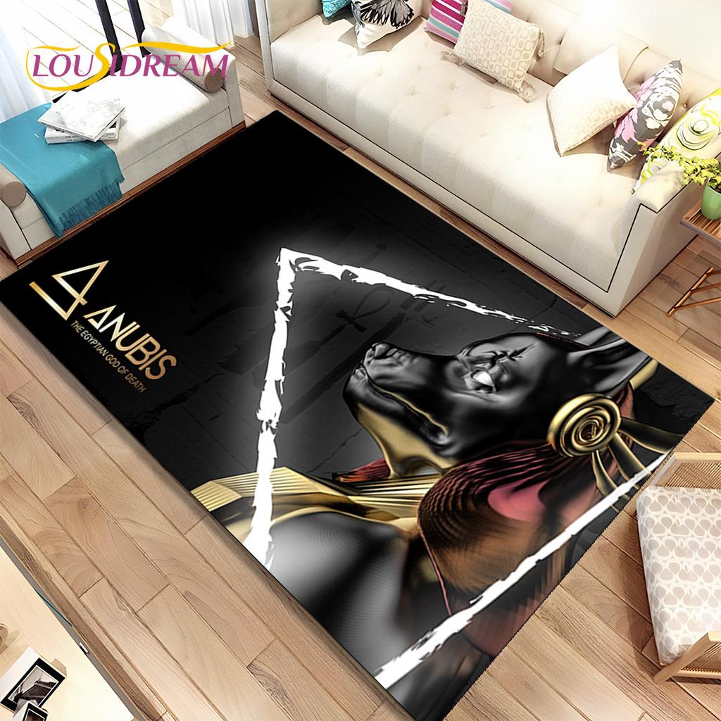 HD Egypt Death Anubis Mythology Horus Area Rug,Carpet for Home Living Room Bedroom Sofa Doormat Kitchen Decor,Non-slip Floor Mat