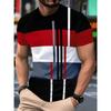 Men's Summer Casual Plus Size Vertical Stripe Color Printed Fashionable T-shirt- Soft Medium Stretch Polyester Fabric Summer Mens Relaxed Fit Clothing