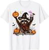 Spooky Season Cute Raccoon Witch Coffee Pumpkin Halloween T-Shirt