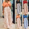 Women's V-neck Crop Top Shirt Suit Printed Wide Leg Pants Women's Suit