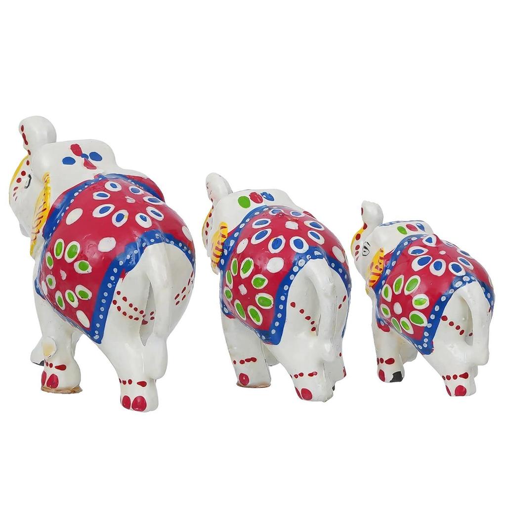 Set aus 3 Elefantenstatuen für Glück| Dekorative Tierfiguren Elefanten-Schauobjekte| Geschenk für Diwali Geburtstag Einweihung