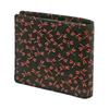 Inden Bill Compartment No Coin Black Background X Red Dragonfly Pattern Bi-fold Wallet, I, Purse, Deerskin, Lacquer, 2005-21-008