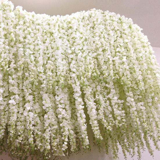 20/40Pcs 30CM Artificial Wisteria Flower Garland UV Resistant Home Wedding Fake Flower Garland Indoor Outdoor Hanging White Faux Bloom