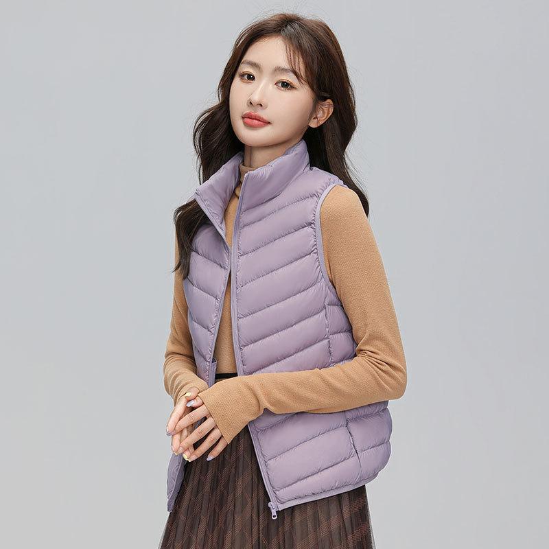 Autumn and Winter New Fashion Stand-up Collar Zipper Short White Duck Down Vest Winter Vest Jacket Vest Tide