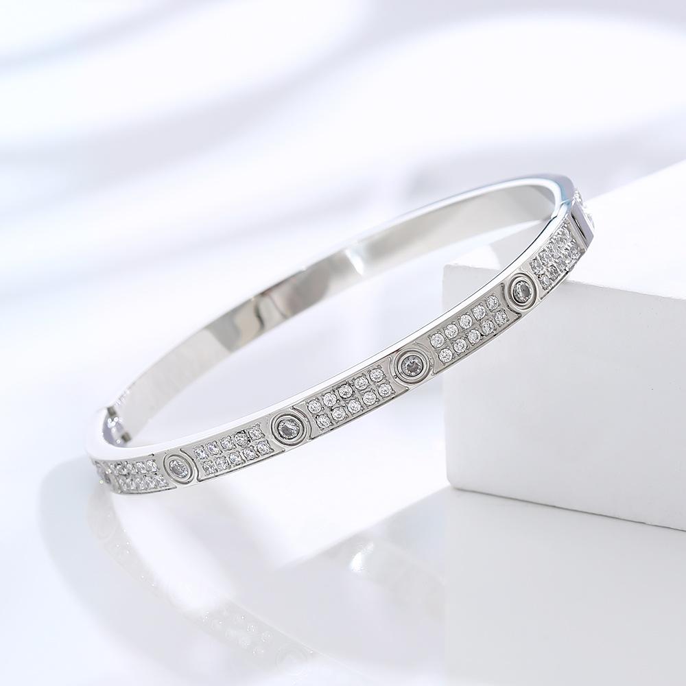 Ins Wind Gypsy Star Bracelet Two Rows of Diamonds Slightly Inlaid with Diamonds Stainless Steel Bracelet Titanium Steel Jewelry Bracelet Women