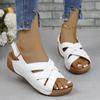 Keilabsatz, modische Outdoor-Römersandalen, bequeme Slipper-Sandalen mit Klettverschluss für Damen