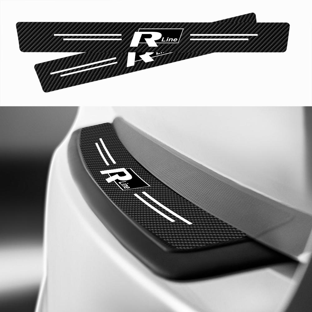 4PCS Car Door Sill Protector Plate PU Leather Carbon Fiber Threshold Anti-Scratch Bumper Car Sticker for VW Rline Golf Beetle B6