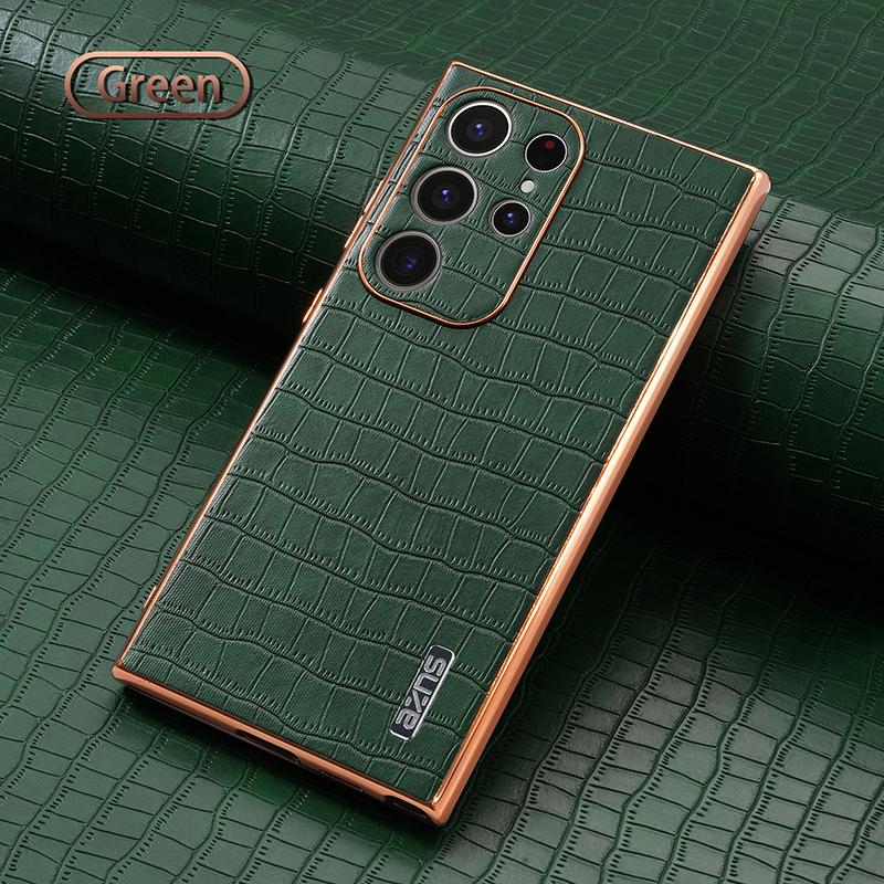 For Samsung Galaxy S24 S23 FE S25 S22 Ultra Plus S21FE A55 A35 A25 5G Leather Texture Plating Protective PU Phone Case