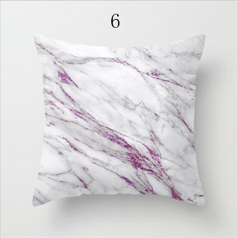 Elegant Marble Pattern Square Cushion Cover Made From Soft Peach Skin Fabric 18 Inches