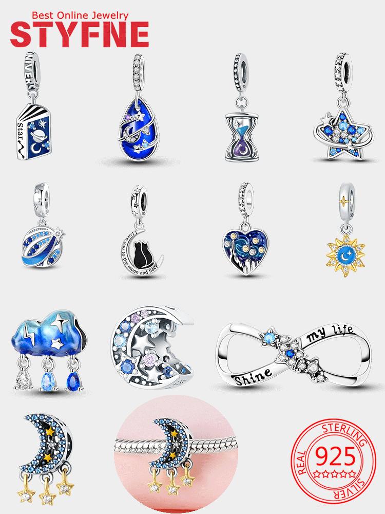 High Quality Fine Jewelry Colored Zircon Sun Moon Stars Clouds Starry Sky Charm Bead Components Copper Metal Bead Components Pendant Bead Component