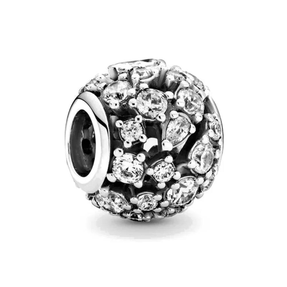 New Circular Charm Fit Original Bracelet Shining Zircon Love Heart&Flower Bead DIY Women Jewelry Gift 925 Silver Plated Making