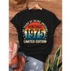 1975 Red Letter 1975 Circular Stripes, Vintage 1975 Fun 50Th Birthday Gift 50Th Retro Print T-Shirt