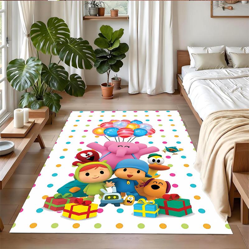 Anti‑Slip Crystal Velvet Floor Rug, Pocoyo Design Carpet for Indoor Living Bedroom Home Decoration