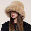 Women's Faux Fur Hat Winter Warm Fisherman Hat with Ear Flaps Trapper Hat Bucket Hat