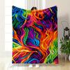 Flowing, Vibrant Streaks of Rainbow Colors with a Dynamic, Swirling Design. for All Seasons Blanket Lunch Break Throw Gift