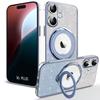 Protective Case - Silicone - for iPhone 16 Plus - Rotating Stand - Anti-scratch - Blue