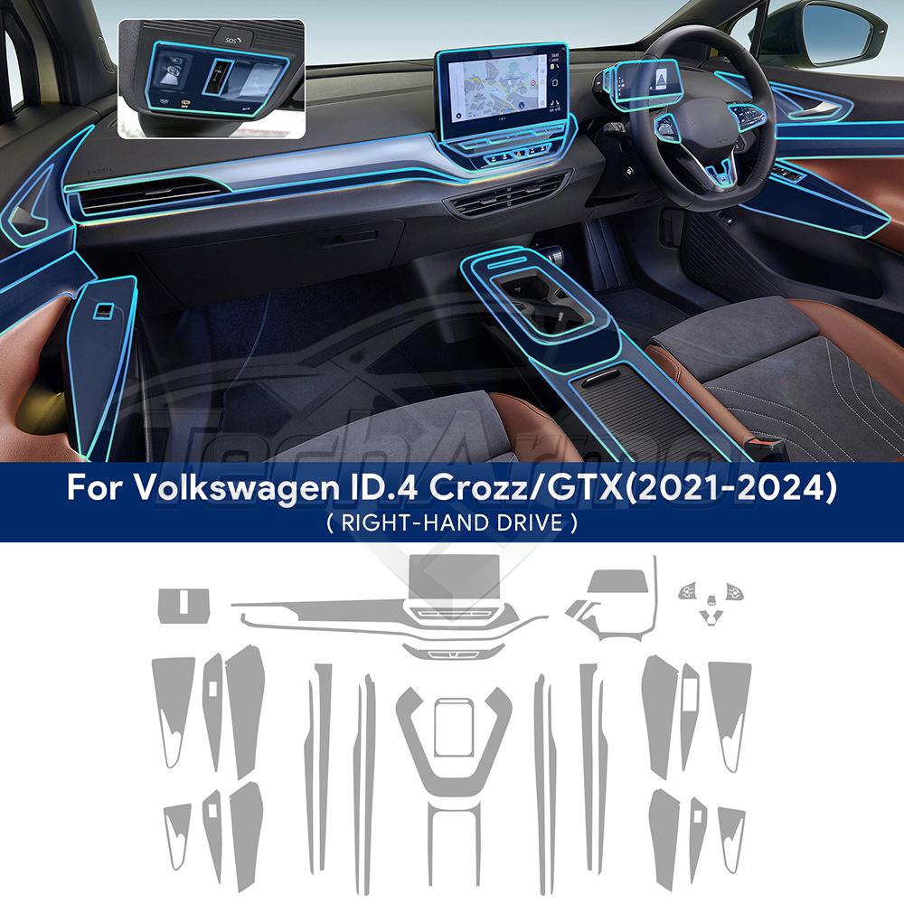 Auto Innenraum TPU Schutzfolie Kratzfest Für VW ID.4 ID4 Crozz GTX X Pro -2024 Auto Schutz Transparent Aufkleber Zierleiste